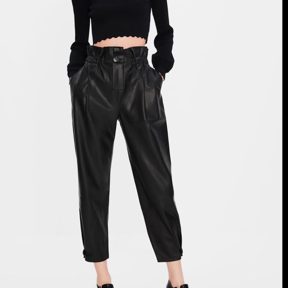 high waisted paper bag trousers